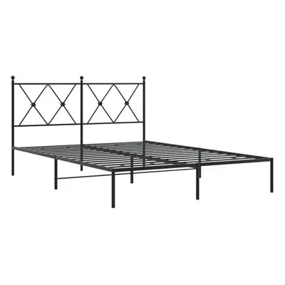 (black, 140x190 cm/with headboard) vidaXL Metal Bed Frame with Headboard and Footboard Bed Base 