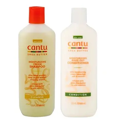 Cantu Moisturizing Cream Shampoo 13.5 oz & Moisturizing Rinse Out Conditioner 13.5 oz