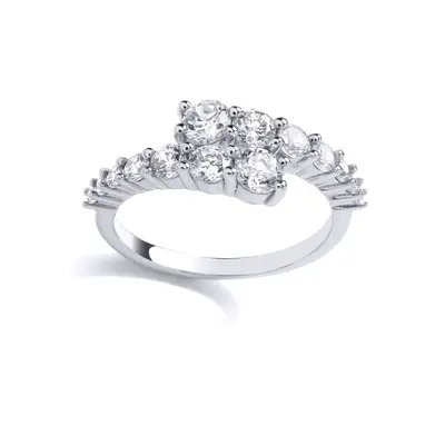 (N) Jewelco London Sterling Silver CZ Fancy Crossover Ring Eternity Ring - GVR964