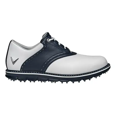 (UK 8.5, White/Navy) Callaway Golf Mens M597 LUX Leather Upper Spikeless Cushioned Golf Shoes