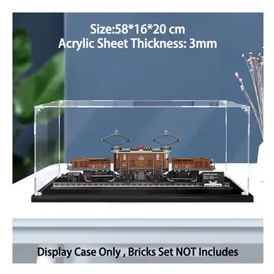 (B) Thick Acrylic Display Case for Crocodile Locomotive, Perspex Dust Proof Display Box Show Cas