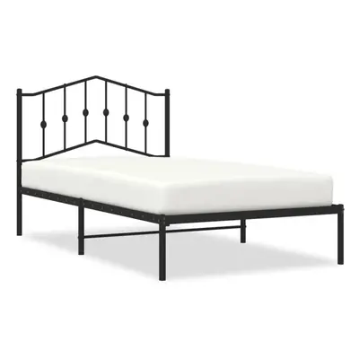 (black, x cm/with headboard) vidaXL Metal Bed Frame Home Bedroom Bed Base Mattress Foundation Be