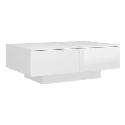 vidaXL Coffee Table High Gloss White Engineered Wood Home Living Room Table