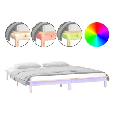 (brown, x cm) vidaXL Solid Wood LED Bed Frame Home Bedstead Platform Bed Multi Colours/Sizes