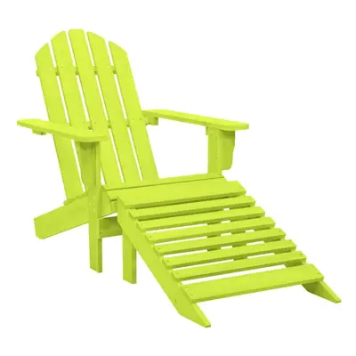 vidaXL Solid Fir Wood Garden Adirondack Chair with Ottoman Green Lounge Set