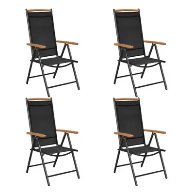 vidaXL 4x Folding Garden Chairs Outdoor Chair Dining Chair Aluminium Black