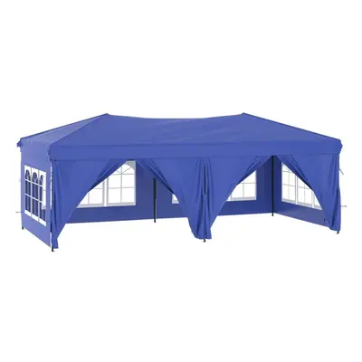 (Blue) vidaXL Folding Party Tent with Sidewall Patio Camping Gazebo Pavilion Marquee