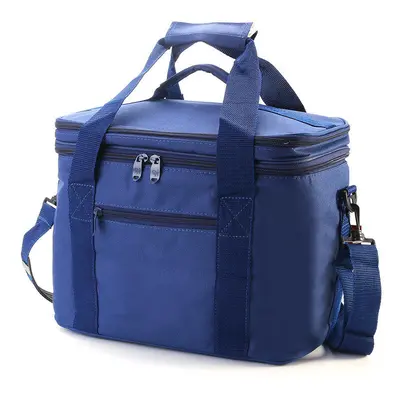 (Blue) 33x20x27cm Oxford Double layer Insulated Lunch Bag Large Capacity Travel Outdoor Picnic T