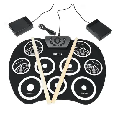 Portable Electronic Roll Up Drum Set Kit Silicon Pad for Beginner