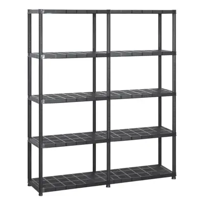 vidaXL Storage Shelf 5-Tier Black Plastic Storage Organiser Display Rack Home