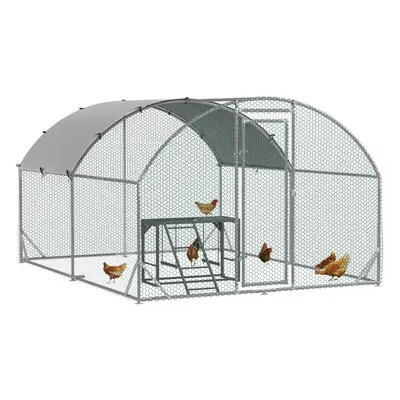 PawHut Walk In Chicken Run with Chicken Activity Shelf and Cover, 2.8 x 3.8 x 2m