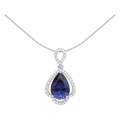 Jewelco London Ladies Rhodium Plated Sterling Silver Blue Pear CZ Toadstool Spade Droplets Penda