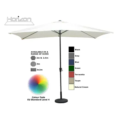 (3x2m, Natural Cream) Parasol Aluminium Crank Full & Half Shade Umbrella