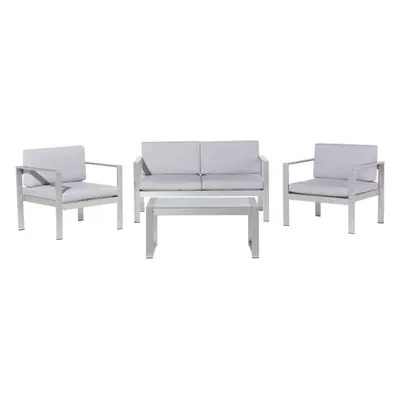 Garden Lounge Set with Table Seater SALERNO Metal Light Grey