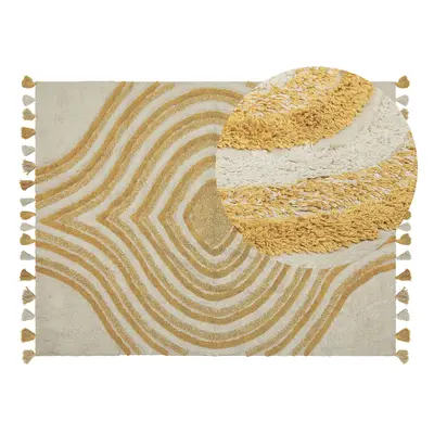 Cotton Area Rug x cm Beige and Yellow BINGOL