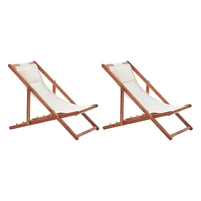 Set of Folding Deck Chairs and Replacement Fabrics (Various Options) Dark Wood AVELLINO