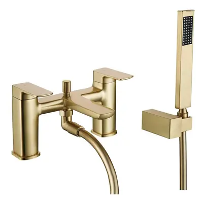 Nes Home Contemporary Brushed Brass Bath Shower Mixer Tap with Handheld Kit