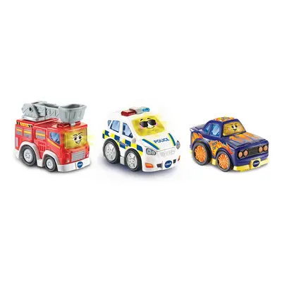 Toot-Toot Drivers Car Pack with Fire Engine, Police Car and Racer | Interactive Toddlers Toy for