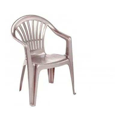 4 X Taupe Plastic Garden Chairs Low Back Seat Patio Partying Camping Stacking