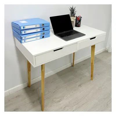 Wooden Computer Desk Dressing Table With Drawers White