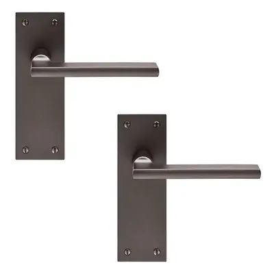 2x PAIR Straight Bar Handle on Slim Latch Backplate x 50mm Matt Bronze