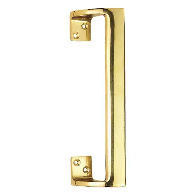 Cranked Oval Grip Door Pull Handle 225mm Length 46.5mm Proj Polished Brass