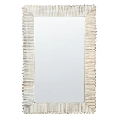 Wooden Wall Mirror x cm Off-White BAUGY