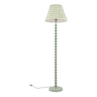 ValueLights Bobbins Sage Green & Pink Aztec Pleated Shade Floor Lamp