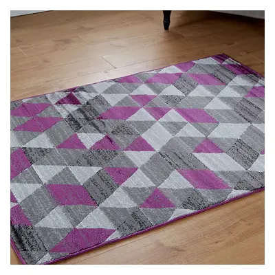 (Prism - Grey / Purple, x cm) Multi Coloured Modern Geometric Area Rugs