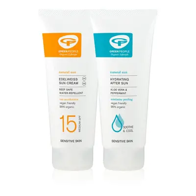 Edelweiss SPF15 Sun Cream & After Sun Bundle x 200ml | Natural, Organic Sunscreen with Tan Accel