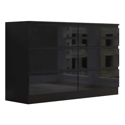 FWStyle Stora Drawer Chest of Drawers No Handle Design Black Gloss