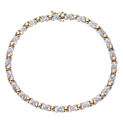 Jewelco London 9ct Yellow Gold Round 1/4ct Diamond Kiss Bead Bracelet - PBCAXL01794Y