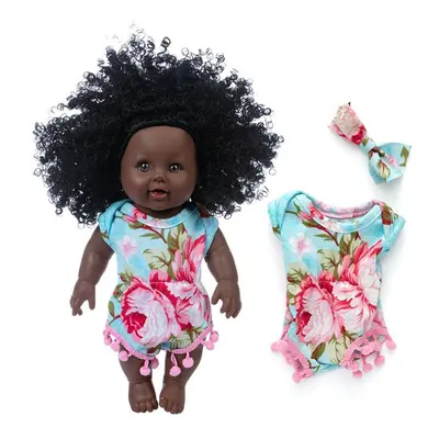 () 30CM Silicone Vinyl Dress Up Fashion African Curly Hair Realistic Rebirth Lifelikes Black Ski