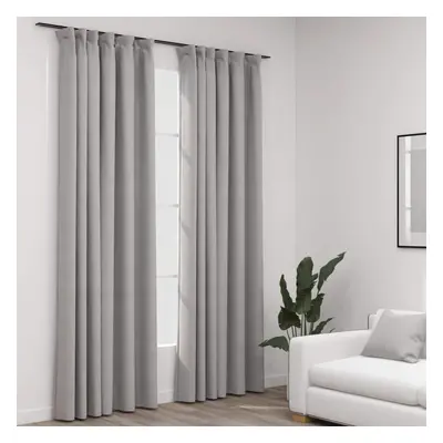 vidaXL Linen-Look Blackout Curtains with Hooks pcs Grey 140x225 cm