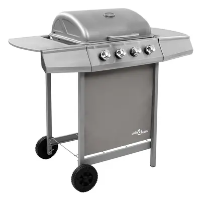 vidaXL Gas BBQ Grill with Burners Silver Natural Gas Outdoor Barbecue Grills