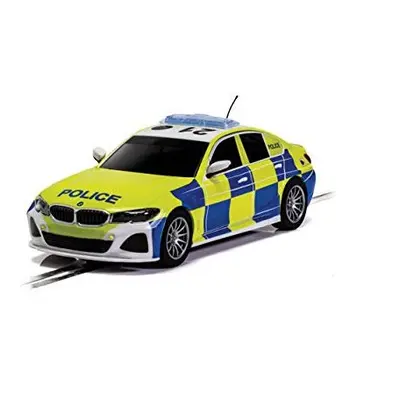 Scalextric BMW 330i M-Sport Police Car 1:32 Slot Race Car C4165, Yellow, Blue & White