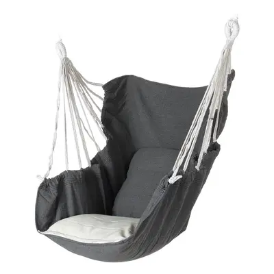 (Grey) Max Load 200KG Hanging Rope Chair Hammock Swing Seat Indoor Outdoor Patio Porch Garden Su