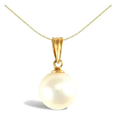 Jewelco London Ladies 9ct Yellow Gold Seawater Cultured Akoya Pearl Full Moon Pendant 8mm - JPD5