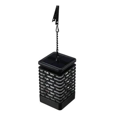 (Black) LED Solar Hanging Light Flickering Flame Lawn Garden Candle Lantern Lamp for Home Garden