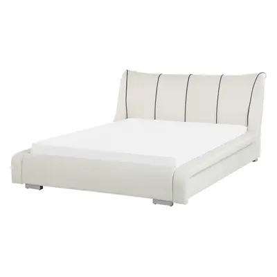 Bed Leather NANTES x cm (EU Double) Off-White