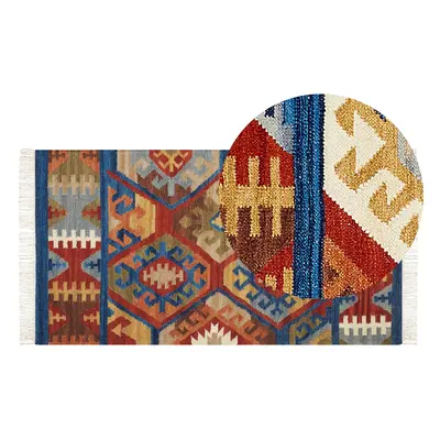 Wool Kilim Area Rug x cm Multicolour JRVESH