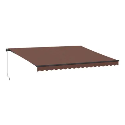 vidaXL Manual Retractable Awning with LED Privacy Screen Brown 450x300 cm