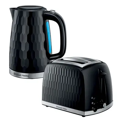 Russell Hobbs Honeycomb Slice Toaster & Kettle Set, Black