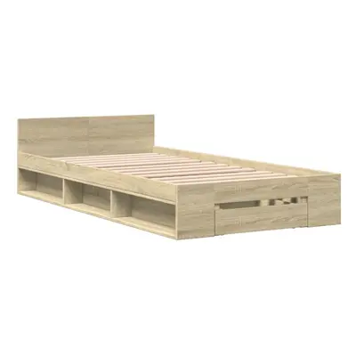 (sonoma oak, x cm) vidaXL Bed Frame with Drawers Bed Base Smoked Oak 200x200 cm Engineered Wood