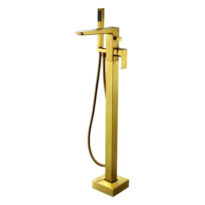 Nes Home Brushed Brass Floor Standing Bath Shower Mixer