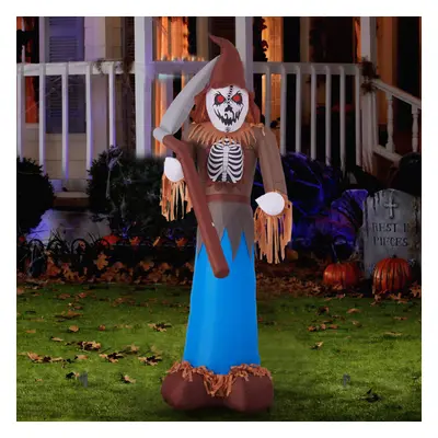 10ft Halloween Lighted Scarecrow Grim Reaper Inflatable with Scythe