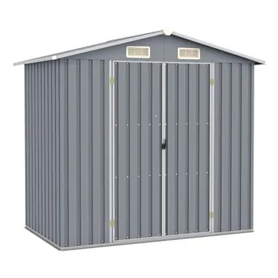 vidaXL Garden Shed Grey Galvanised Steel Outdoor Tool Storage House Cupboard