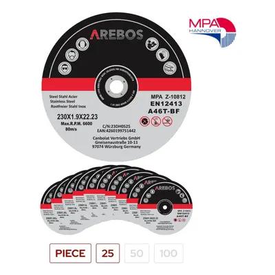 AREBOS Metal Cutting Discs | Stainless Steel Cutting Discs | x 1.9 x 22.23 mm | For Angle Grinde