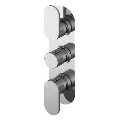 Current Contemporary Bathroom Round Triple Concealed Thermostatic Shower Valve, 280mm, Chrome - 