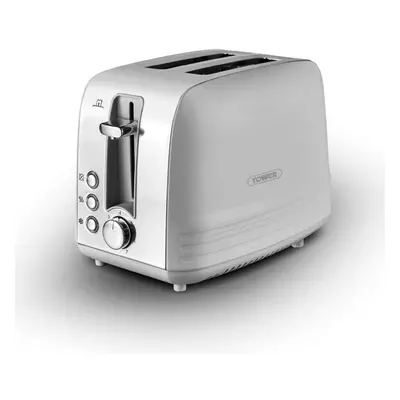 2 Slice Toaster Grey Matt Tower Ash Kitchen Stylish Defrost Cancel Reheat 925W